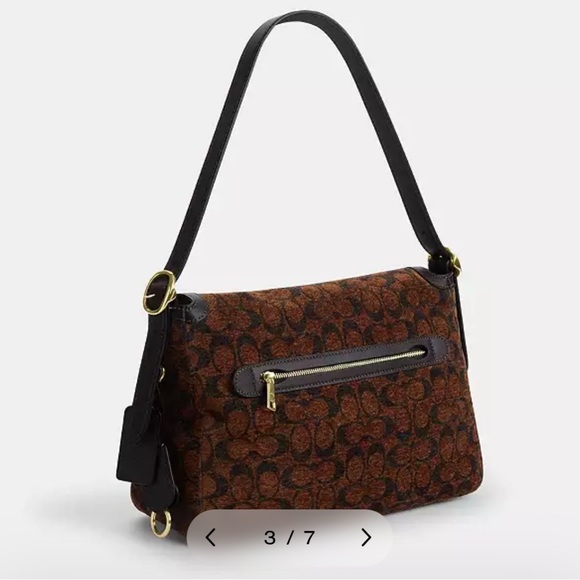 NEW Coach Etta Flap Bag In Signature Chenille Truffle - Picture 5 of 5